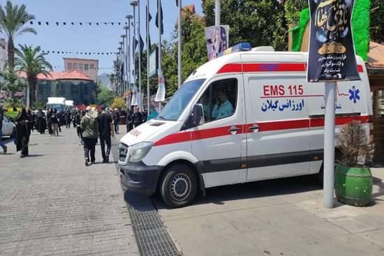 خدمت‌رسانی مرکز اورژانس گیلان به عزاداران حسینی